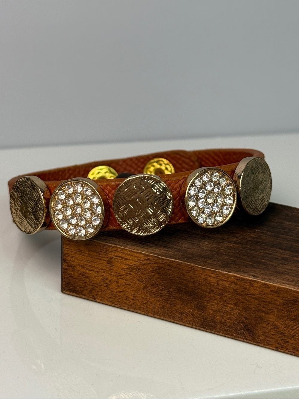 🚨3 for $15🚨 Bracelet with Gold-Tone and Crystal Disc Accents